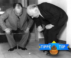 Pauli y Bohr observando un TippeTop