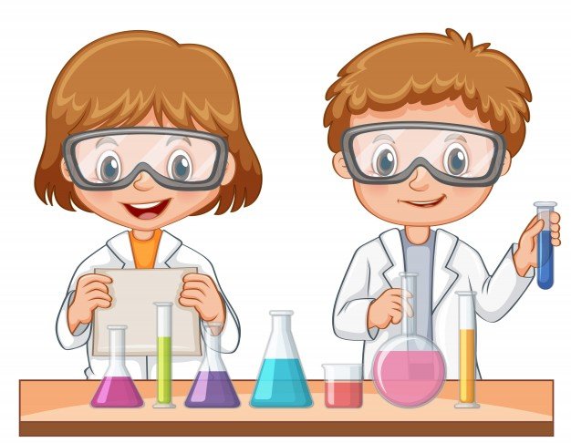 Dos estudiantes haciendo un experimento
